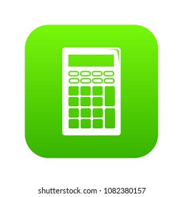 Calculator icon green vector isolated on white background