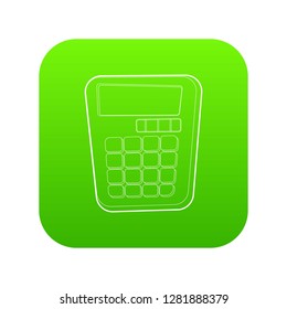 Calculator icon green vector isolated on white background