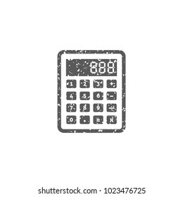 Calculator icon in grunge texture. Vintage style vector illustration.