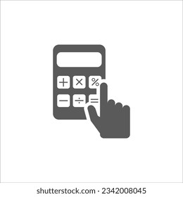 Rechner Icon, Rechner mit Hand, Symbol Logo flach Design-Apps und Webseite. EPS10 Bearbeitbar.