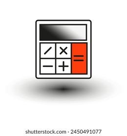 Calculator icon with highlighted equals key. Mathematics tool illustration. Vector illustration. EPS 10.
