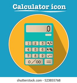 Calculator icon illustration. Vector with shadow. 3D look flat design. 