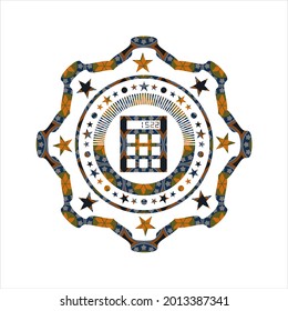 icono de calculadora dentro del emblema arabesco. decoración árabe. 