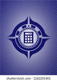 calculator icon inside badge with jean texture