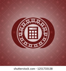 calculator icon inside badge with red background