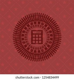 calculator icon inside badge with red background
