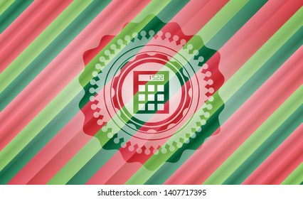 calculator icon inside christmas style badge..