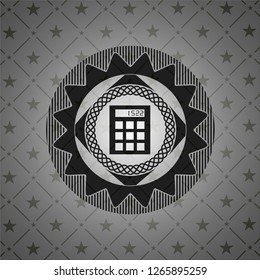 calculator icon inside dark badge or emblem