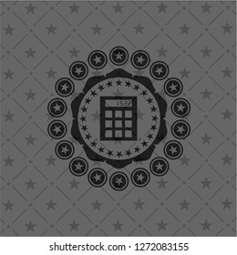 calculator icon inside dark badge or emblem