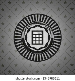 calculator icon inside dark emblem