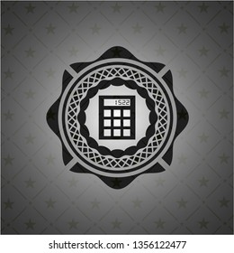 calculator icon inside dark emblem