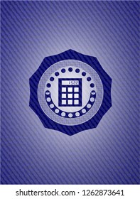 calculator icon inside emblem with denim high quality background