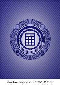 calculator icon inside emblem with jean high quality background