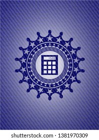 calculator icon inside emblem with jean high quality background
