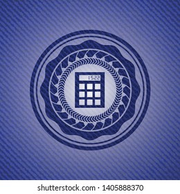 calculator icon inside emblem with jean high quality background