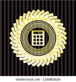 calculator icon inside gold badge