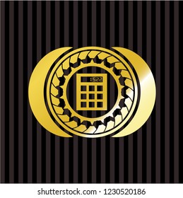 calculator icon inside gold emblem or badge
