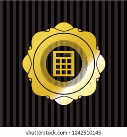 calculator icon inside gold shiny emblem