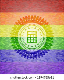 calculator icon inside lgbt colors emblem 