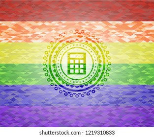 calculator icon inside lgbt colors emblem 