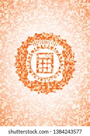 calculator icon inside orange mosaic emblem