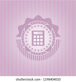 calculator icon inside pink icon or emblem