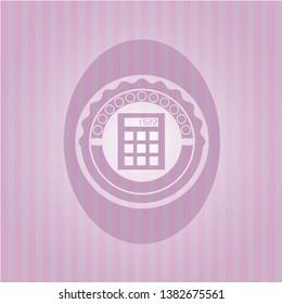 calculator icon inside pink icon or emblem