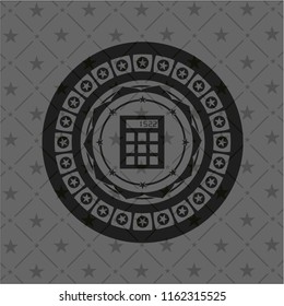calculator icon inside realistic black emblem