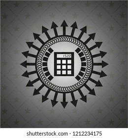 calculator icon inside realistic dark emblem