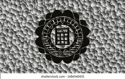 Taschensymbol innerhalb eines realistischen dunklen Emblems mit grauem Hintergrund. Vektorillustration Illustration. Detaillierte Angaben.