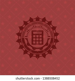 calculator icon inside red emblem