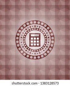 calculator icon inside red seamless polygonal badge.