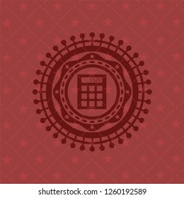 calculator icon inside retro red emblem