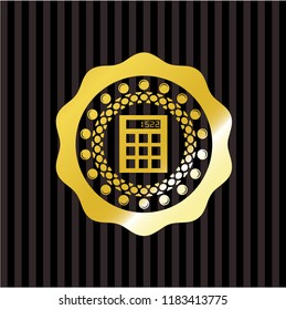 calculator icon inside shiny emblem