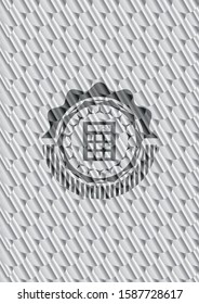 calculator icon inside shiny silver emblem. Scales pattern. Vector Illustration. Detailed.