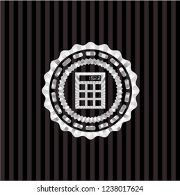 calculator icon inside silver badge or emblem