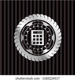 calculator icon inside silver shiny badge