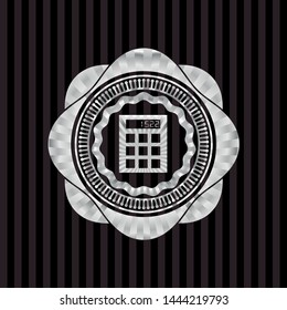 calculator icon inside silvery shiny badge