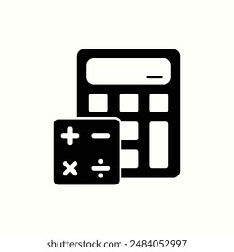 calculator icon, isolated black icon theme learning