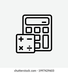  calculator icon, isolated learning outline icon in light grey background, perfect for website, blog,  logo, graphic design, social media, UI, mobile app, EPS 10 vector illustration