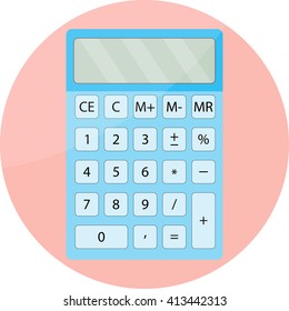 Calculator icon isolated. Mathematical display calculator, financial functions and calculator gadget computer. Vector flat design illustration