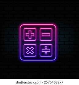 Calculator icon isolated in neon style vector illustration..