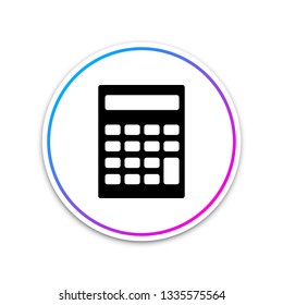 Calculator icon isolated on white background. Accounting symbol. Business calculations mathematics education and finance. Circle white button. Vector Illustration