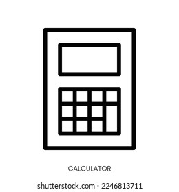 calculator icon. Line Art Style Design Isolated On White Background