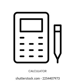 calculator icon. Line Art Style Design Isolated On White Background