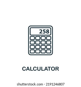 Icono de calculadora. Icono de medición simple de línea para plantillas, diseño web e infografías
