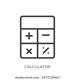 Calculator icon. Line single icon on transparent background