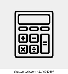 Icono de calculadora en estilo de línea, uso para presentación de aplicación móvil del sitio web