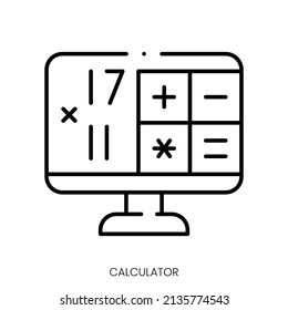 calculator icon. Linear style sign isolated on white background. Vector illustration.