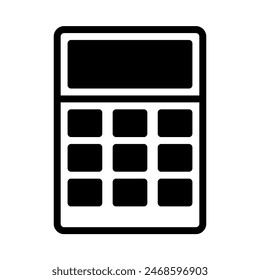 Calculator icon or logo illustration outline  black filled style
